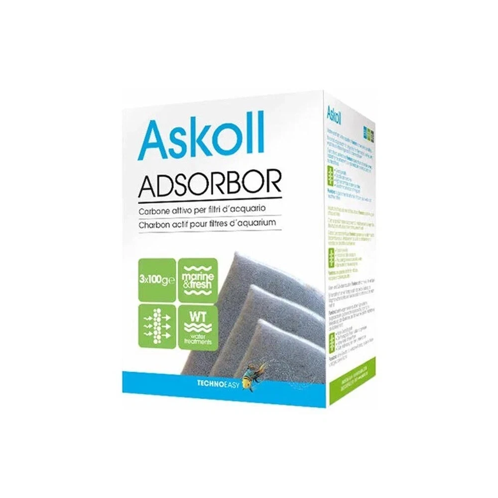 Askoll Adsorbor - Carbone Attivo per acquario 3x100gr