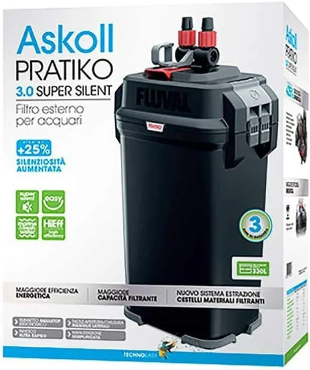 Askoll Pratiko 3.0 Super Silent - Filtro Esterno ad Alta Silenziosità per Acquari